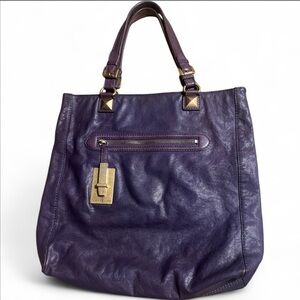 Michael Kors Purple Leather Tote Bag – Gold Hardware 💜✨